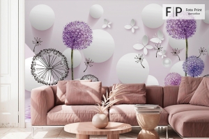 Фотообои FotoPrint «Фиолетовые одуванчики и шары»